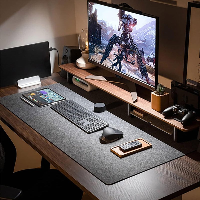 DAWNTREES Non-Slip Felt Desk Mat,35.5 x 15.7 Inches Large Desk Pad Protector,Office Computer Desk Mat for Full Keyboard and Mouse Pad - Image 4